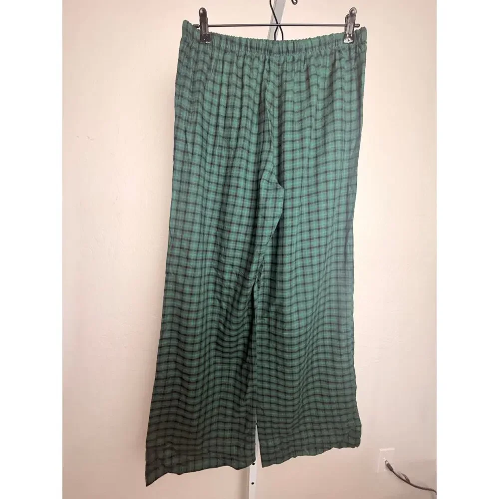 Auden Women’s Green Plaid Wide Leg Pajama Pants Medium Lounge Sleepwear - Picture 2 of 5